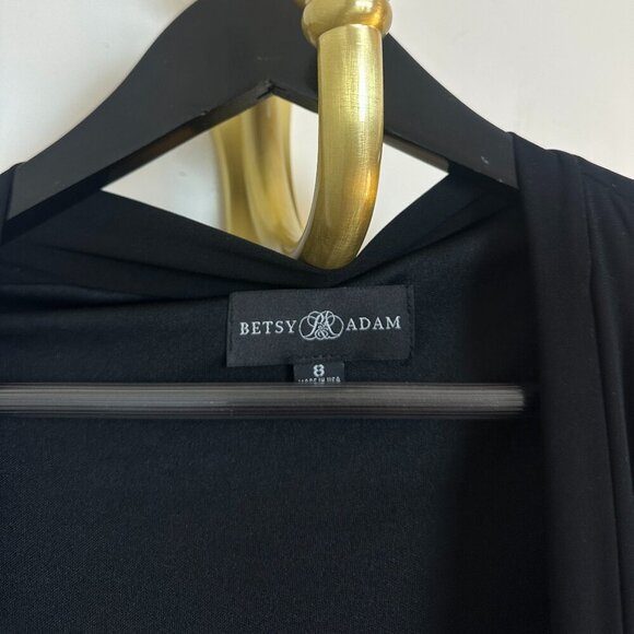 BETSY & ADAM Asymmetric Single Long Sleeve Gown in Black Size US 8 - Picture 8 of 15